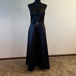 Scott McClintok black satin halter dress